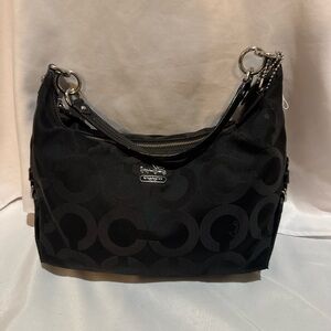 Coach Signature C Black Hobo Shoulder Bag Silver Y2K Hardware